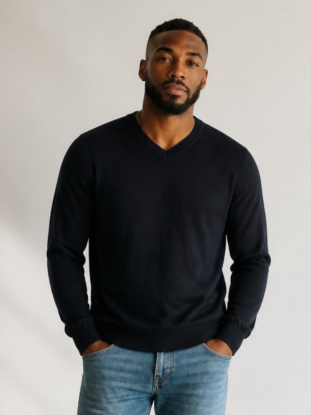 Van Heusen Men's Black V-Neck Knit Sweater